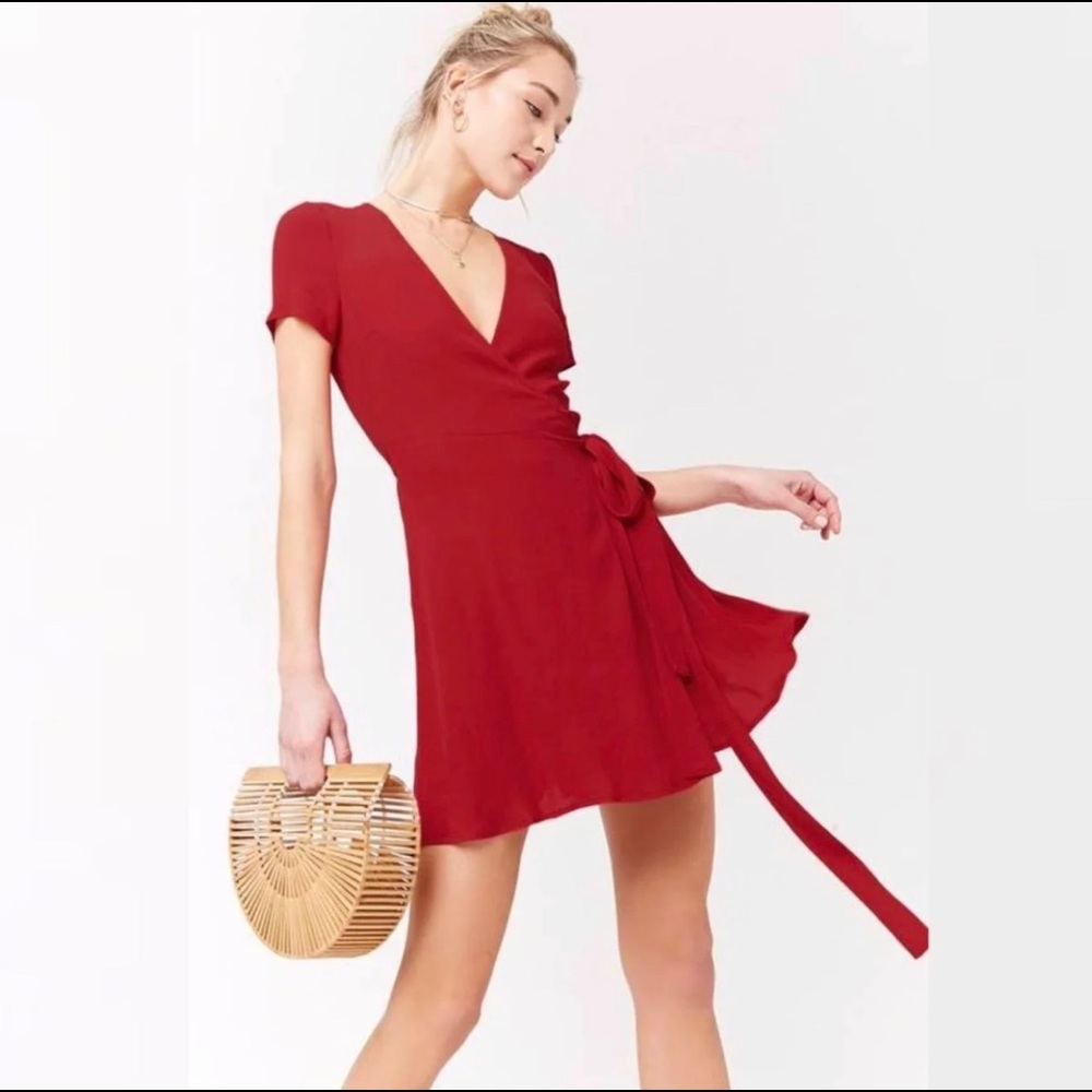 Red wrap dress